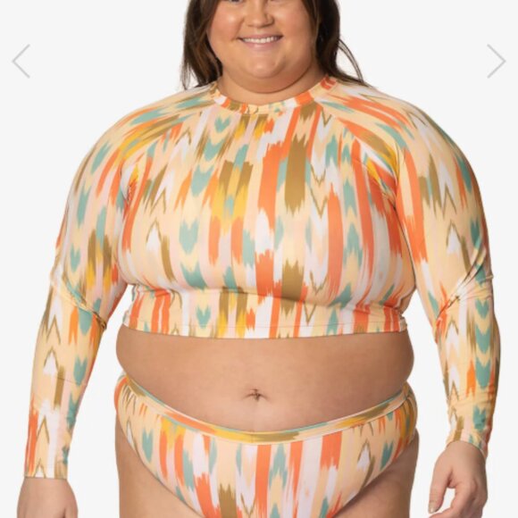 Jolyn Surf Zuma Print Moana Long Sleeved Crop Rashguard Rash Gaurd - Picture 2 of 5